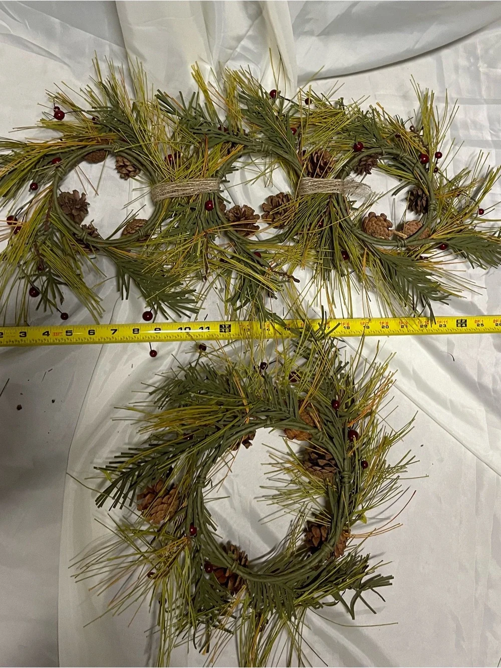 Holiday Pine and Berry Mini Wreaths - Green